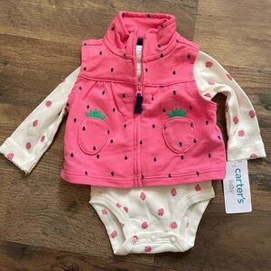 Baby strawberry and vest outfit